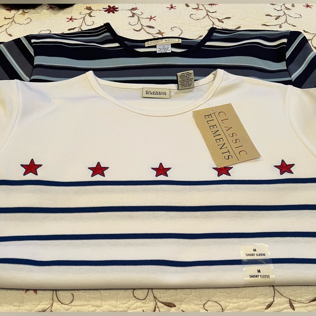 Classic Elements Striped Tops With Star Accents